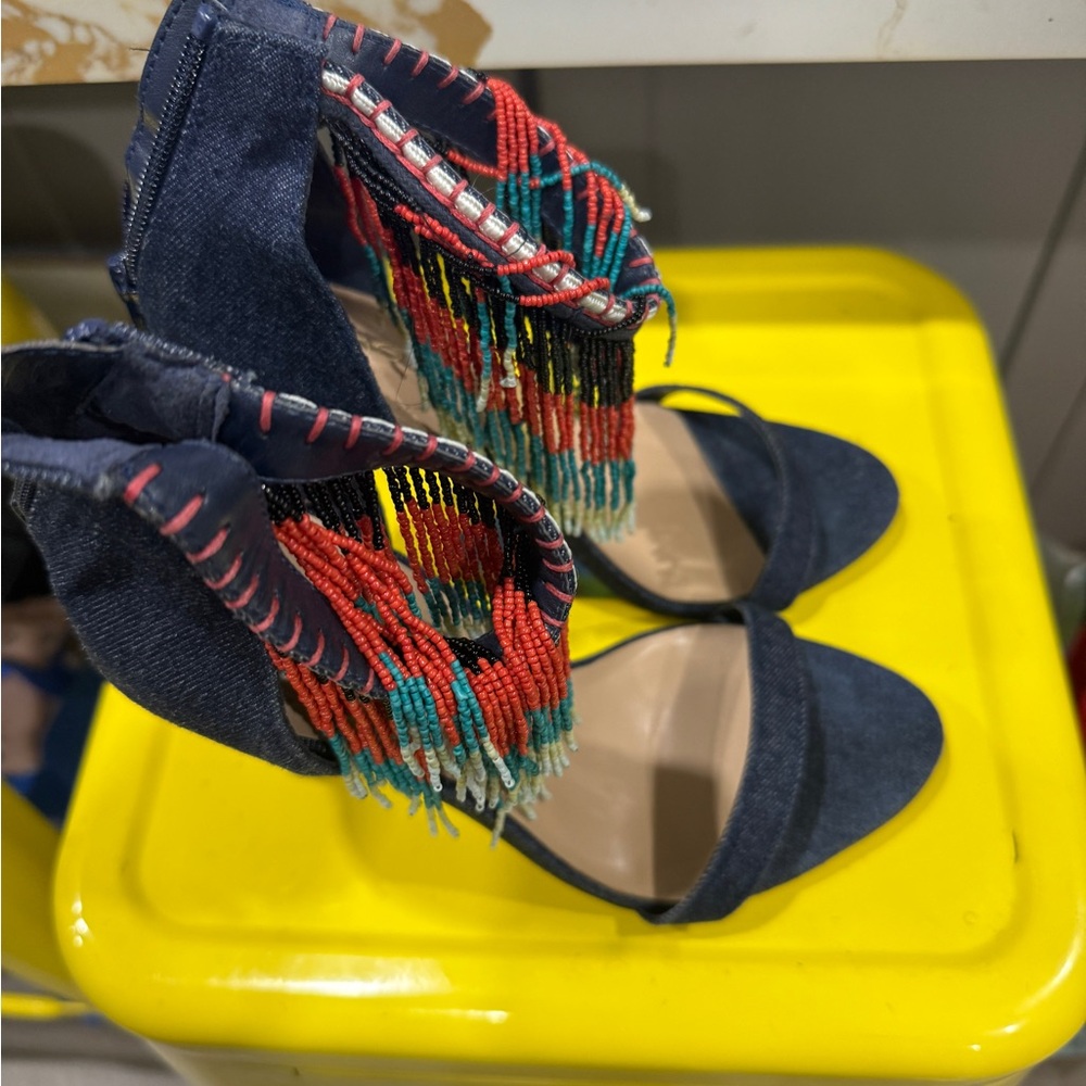 Aldo Fringe Blue and Red Heels
